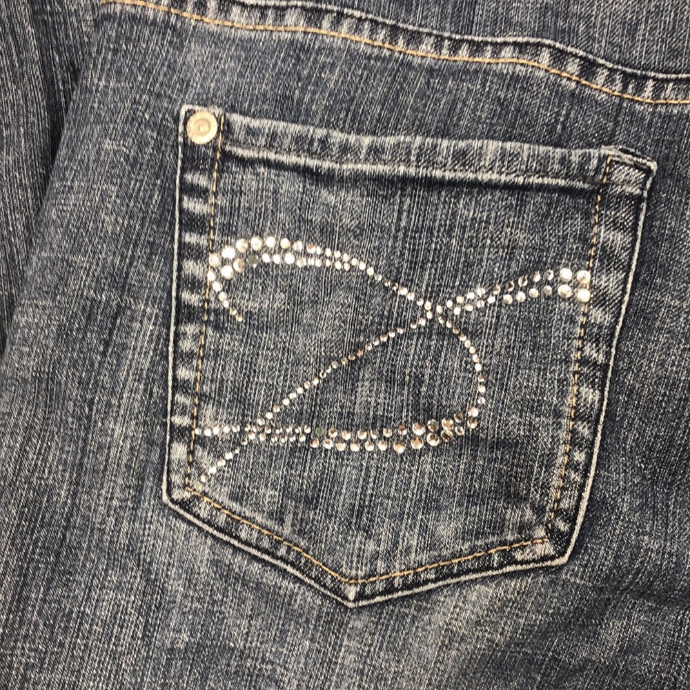 Chicos Platinum Jeans Bling Gem Pockets Medium Wash Mid Rise Womens 2.5 14 - Picture 4 of 8